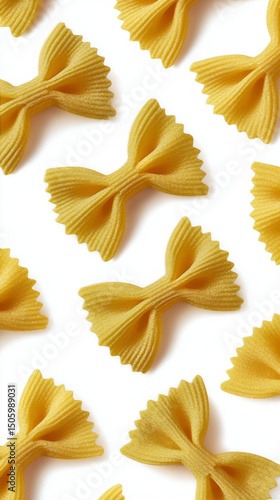 Farfalle Pasta Shapes Arranged on a Light Background for Culinary Inspiration...