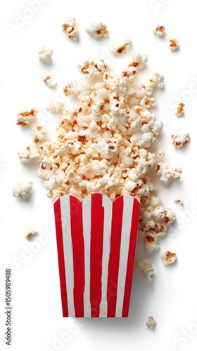 Freshly Popped Popcorn in a Red and White Striped Container Ready for a Movie...