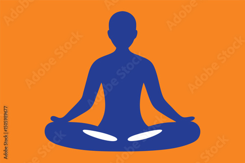 A woman in yoga lotus pose for meditation is a vector silhouette illustration symbolizing health, peace, and relaxation