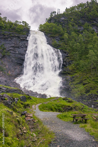 The beautiful Fossen Bratte waterfall and surrounding area near Bergen (Norway)