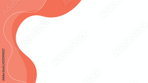 elegant coral abstract background with wavy frame and right side white copy space