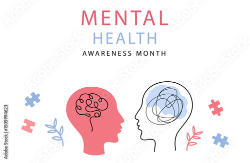 Mental Health Day .Vector Illustration