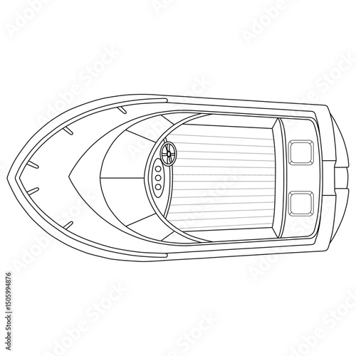 Top View Speed ​​Boat line art vector design. Top View Speed ​​Boat outline illustration design.