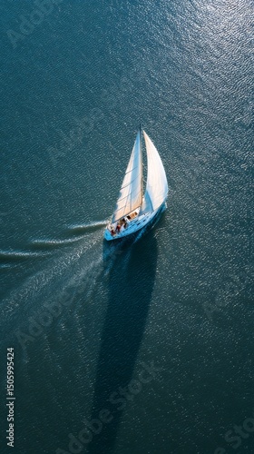Sailing Through Clear Waters During a Sunny Day in a Tropical Destination.