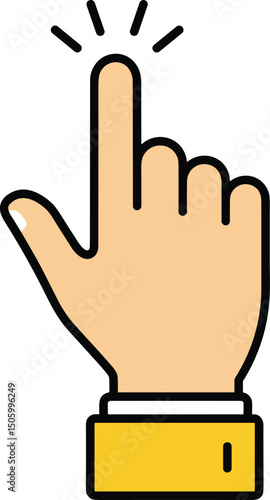 Collection of hands pressing a button. Illustration on transparent background in modern collage style