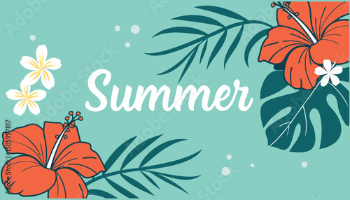 Summer Special offer lettering. Consumerism inscription with leaves, flowers