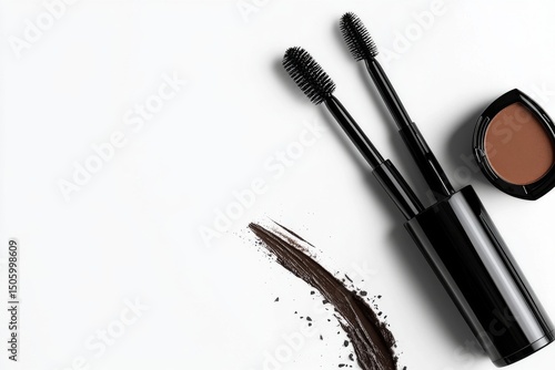 Mascara and Cosmetics Arranged on a Clean Surface for Beauty Application