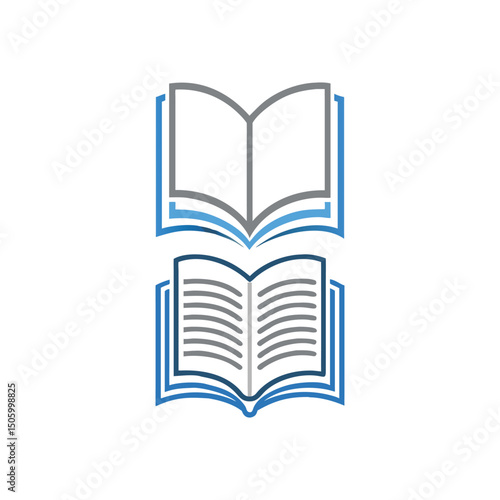 Open book vector illustration with blank pages and educational theme
