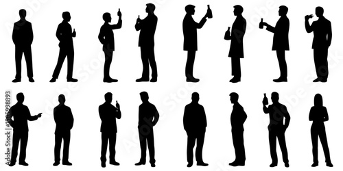 Scientist holding flask silhouettes represent research and innovation in scientific disciplines and experimentation