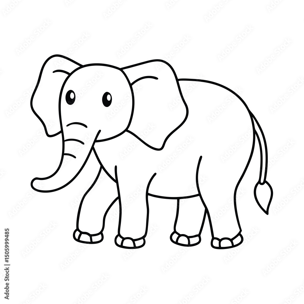 Fototapeta premium vector illustration of a elephant coloring book page 