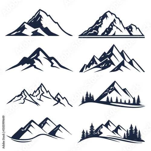 set of mountains icons	