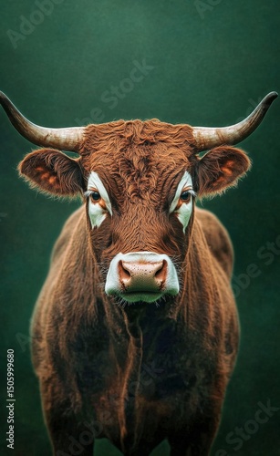 Cow Standing in a Lush Green Field Looking Directly at the Viewer During a Su...