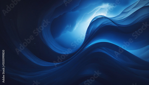 Abstract Blue Swirling Waves Digital Art Background