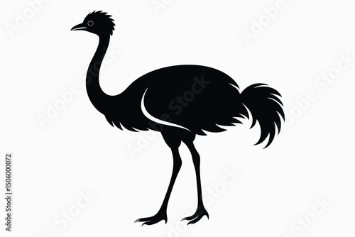 Cute cartoon ostrich bird animal illustration vector isolated on white
