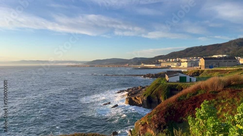 View from the coastline in Burela, Lugo in Spain