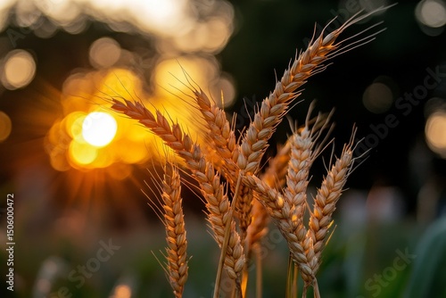 Golden Wheat Fields Bathed in Sunset Light Reflecting Warm Tones and Serene B...