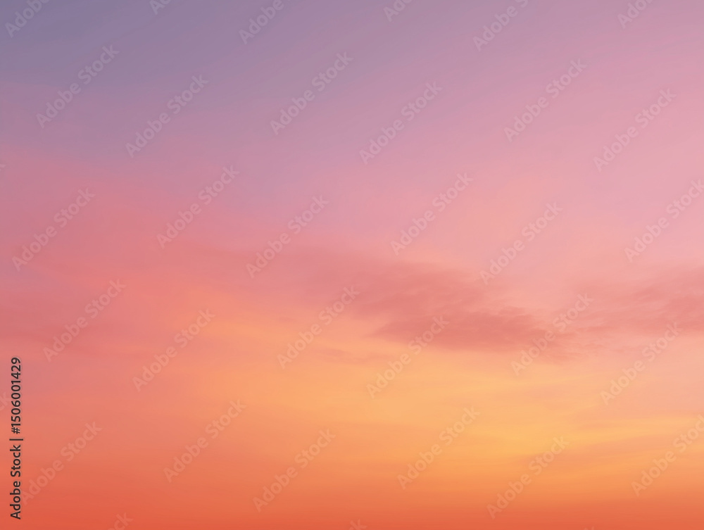 Obraz premium A gradient sky transitioning from sunset orange to soft pink, creating a serene atmosphere for travel or nature themes
