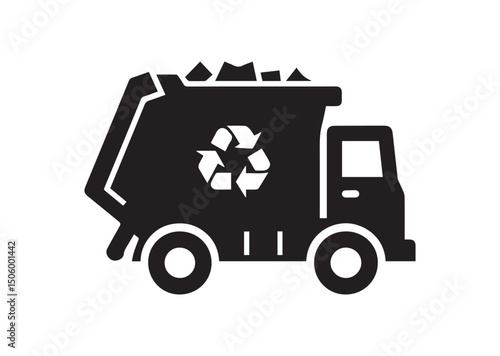 Garbage Truck Silhouette Vector, Garbage Truck Icon