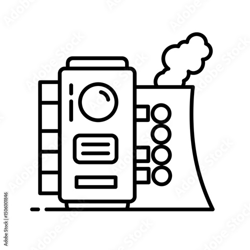 Modular reactor (SMR) design in outline style representing nuclear industry icon  