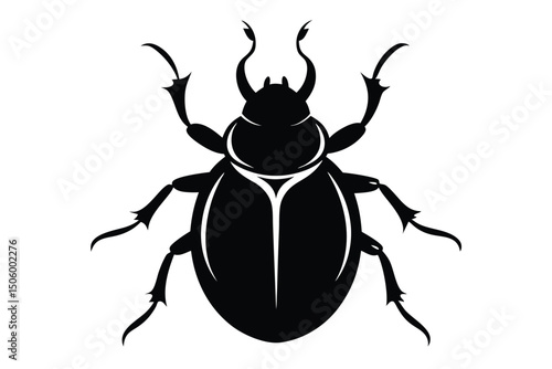 Black and white stag beetle vector illustration, an isolated macro close-up of this wild insect's impressive horns, perfect for entomology enthusiasts