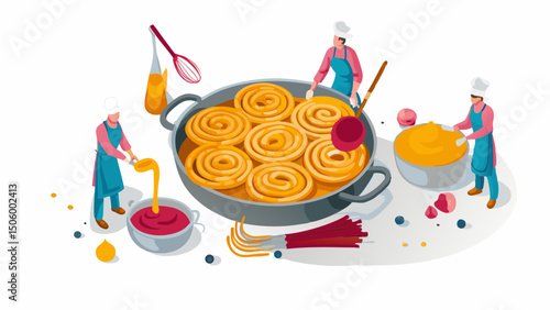 Culinary Artisans crafting delicious spiral jalebi a flavorful cultural delight being prepared