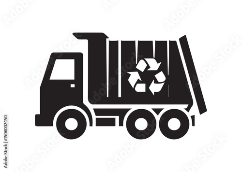 Garbage Truck Silhouette Vector, Garbage Truck Icon