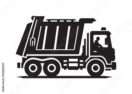Garbage Truck Silhouette Vector, Garbage Truck Icon