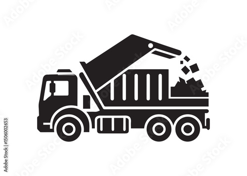 Garbage Truck Silhouette Vector, Garbage Truck Icon