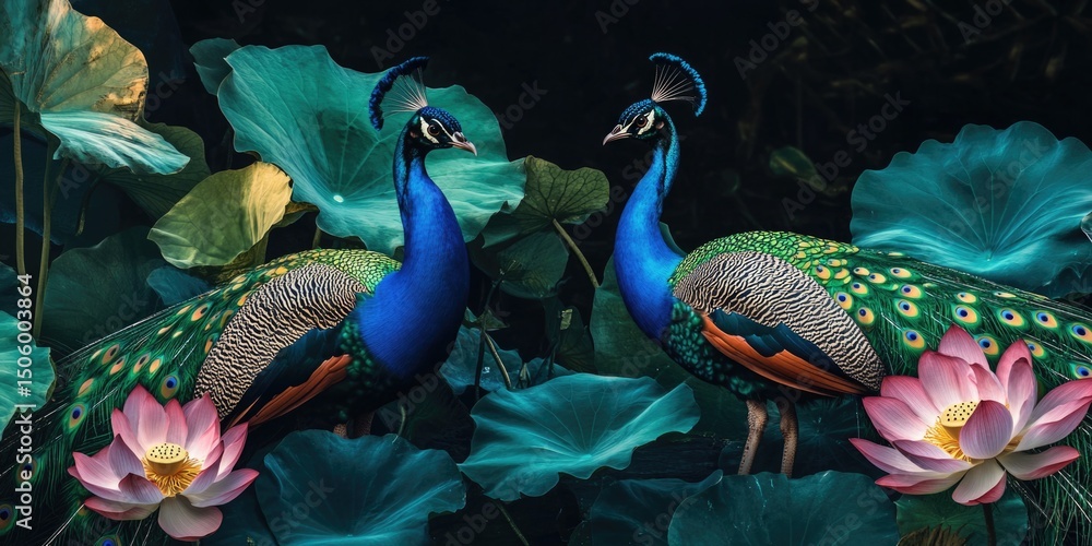 Fototapeta premium Peacocks Standing Together