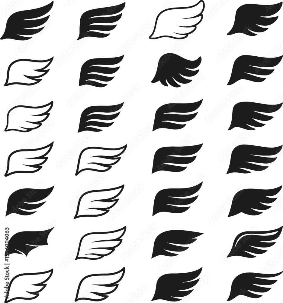 Obraz premium Seamless feather pattern with bird silhouettes in a decorative vector design