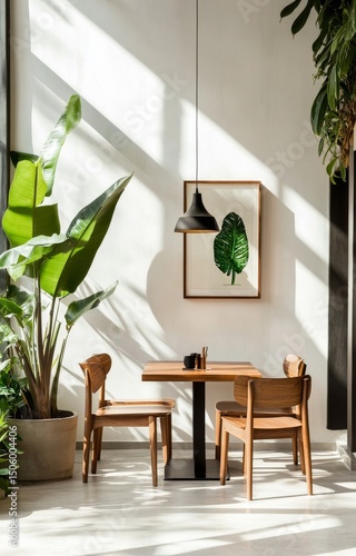 Modern Interior Design of a Cafe With Minimalist Style and Natural Lighting i...