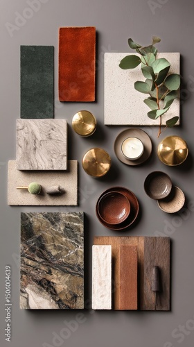 Materials Collection With Textures and Colors for Design Projects on a Neutra...
