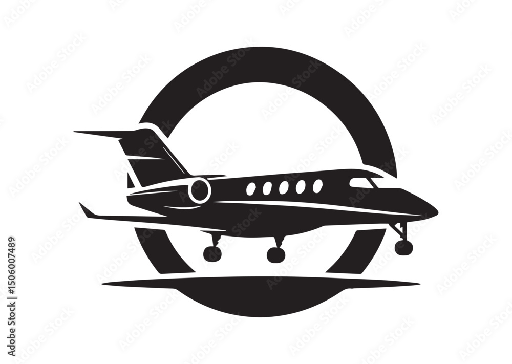 Fototapeta premium Private Jet Silhouette Vector, Private Jet Icon