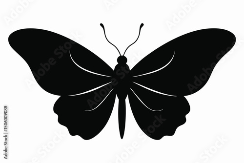 black butterfly, simple silhouette, minimalist, high contrast, monochrome, insect, nature, elegant, graceful
