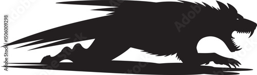 Aggressive Black Silhouette of a Winged Monster
