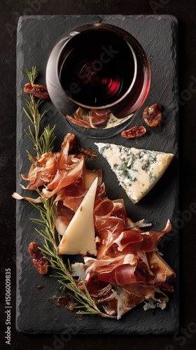 Savoring a Gourmet Cheese and Charcuterie Platter Paired With Red Wine at a R...