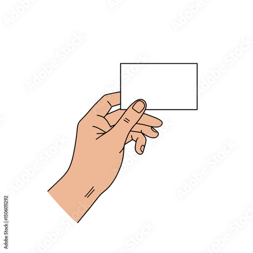 Hand holding blank business card for branding or design purposes  
