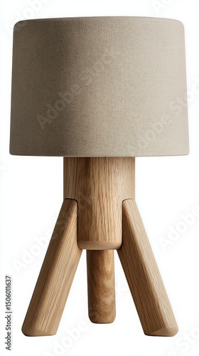 Modern Wooden Lamp With Fabric Shade Designed for Contemporary Living Spaces ...
