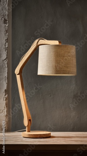 Warm Autumn Decor Featuring a Lamp and Natural Elements on a Wooden Table.