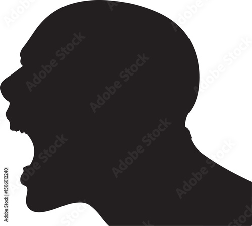 Silhouette of a Person Screaming Profile View