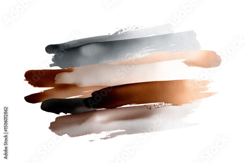 Layered watercolor paint strokes on transparent background for design