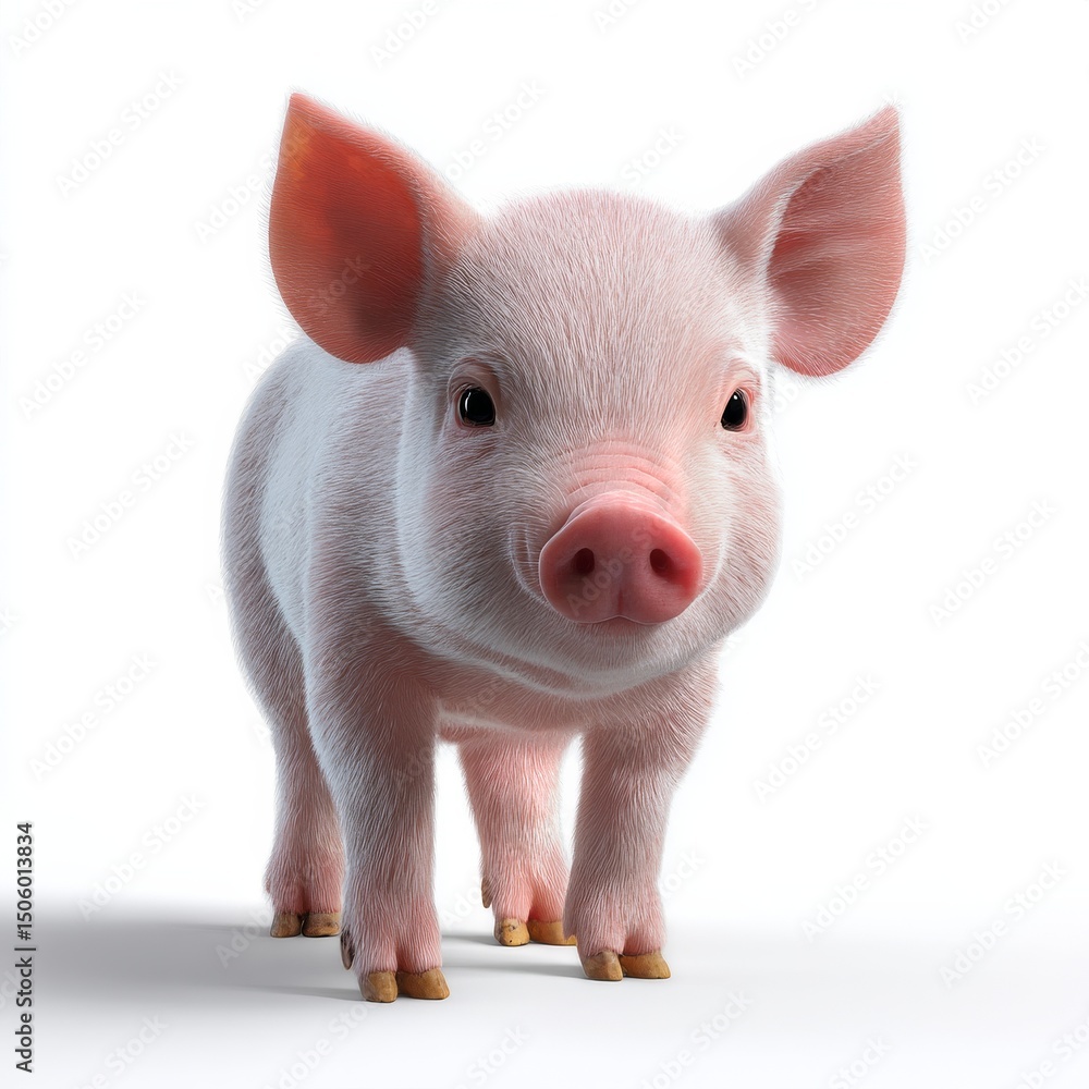 Cute Piglet Standing and Looking Directly at the Viewer in a Bright Setting on a Clear Day Cute Piglet Standing and Looking Directly at the Viewer in a Bright Setting on a Clear Day