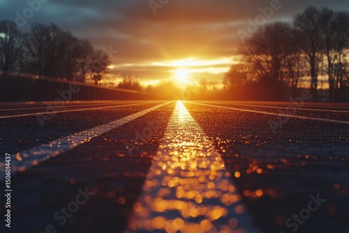 Sunset on Wet Road