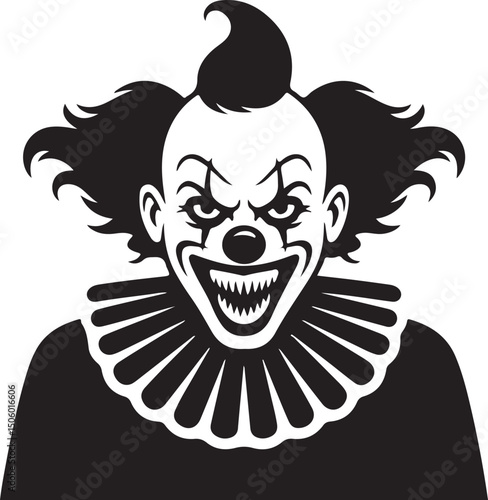 Scary Evil Clown Face Halloween Vector Illustration