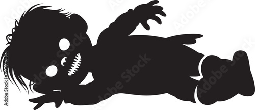 Creepy Baby Zombie Silhouette Halloween Illustration