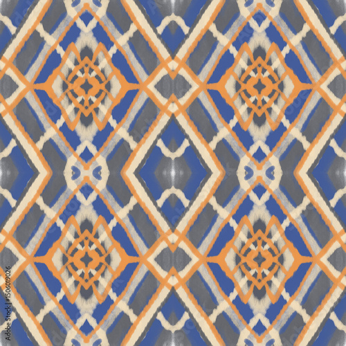 Hand painted abstract tribal seamless pattern 