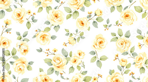 Wallpaper Mural Seamless pattern with yellow flowers, Seamless pattern watercolor background pattern yellow rose  Torontodigital.ca