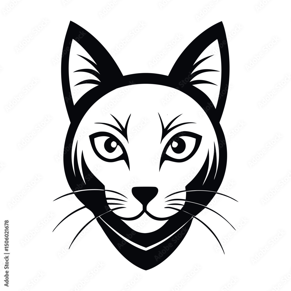 Fototapeta premium Black Cat Head Drawing Illustration
