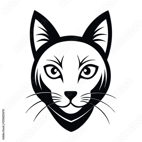 Black Cat Head Drawing Illustration