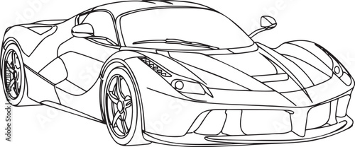 Sports Car Outline vector isolated On Transparent Background